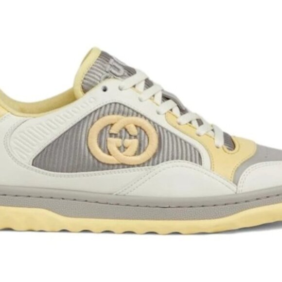 GUCCI MAC80 Leather Low-top Sneaker Women's Yellow Size 37.5 - Picture 1 of 15